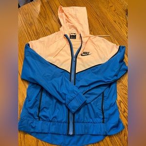 Nike Blue and Coral, Impossibly Light Women's Hooded Running Jacket Sz. M